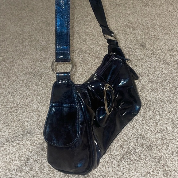 Midnight Blue Patent Leather | Y2K Shoulder Purse - Picture 4 of 13